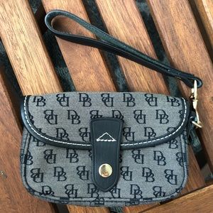 Dooney & Bourke Black & White Flap Clutch Wristlet